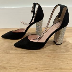 Kate Spade Black Suede Glitter/Sequin Heel Size 8.5